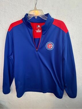 Chicago Cubs MLB Men’s Large Quarter Zip Pullover Blue Red Genuine Merchandise